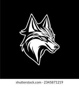 Design Wolf Icon vector, black white, wolf esport logo, wolf tattoo, line art, logo, hand tattoo, body tattoo, wolf t-shirt design, silhouette