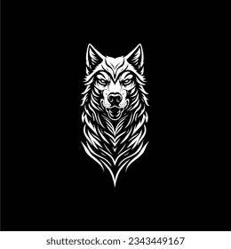 Design Wolf logo vector, black white, wolf esport logo, wolf tattoo, line art, dog logo, hand tattoo, body tattoo, wolf t-shirt design, silhouette