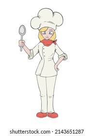 Design of woman chef draw