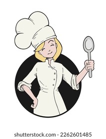 Design of woman chef draw