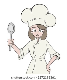 Design of woman chef draw