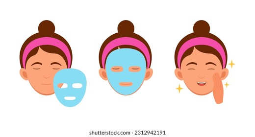 design of woman skin care with face mask. suitable for icon and symbol design