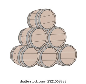 Design of wood barrel illustration