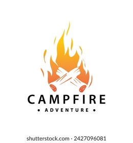 Design Holz und Feuer, Logo Lagerfeuer Lagerfeuer Vektor Camping Abenteuer Vintage Illustration