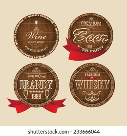Design wooden label with inscriptions. Vector.