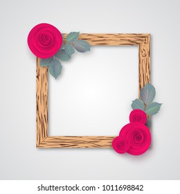 Design wooden photo frames with roses for your design