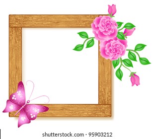 Design wooden photo frames with roses and butterfly