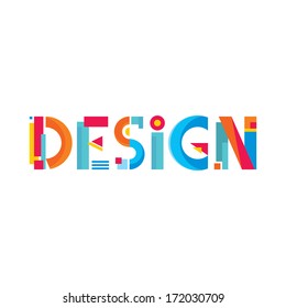 Design Word Abstract Sign in Flat Style. Creative vector logo template. Geometric concept structure. 