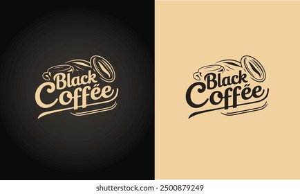 The design of the word "Black Coffee" is simple with an illustration of coffee beans on vector illustration EPS10 file.