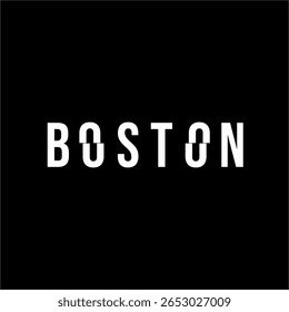 The design of the word "Boston" with a magnetic concept on the letter O.