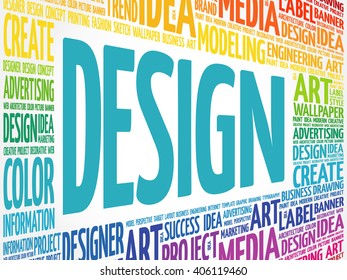 DESIGN word cloud, creative business concept background