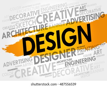 DESIGN word cloud, creative business concept background