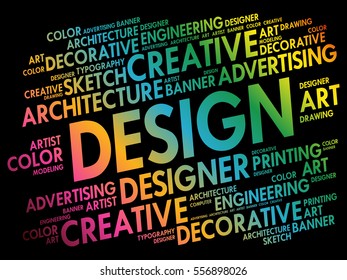 DESIGN word cloud, creative business concept background