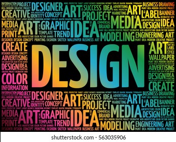 DESIGN word cloud, creative business concept background