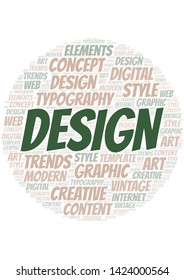 Design word cloud. Wordcloud made with text only.
