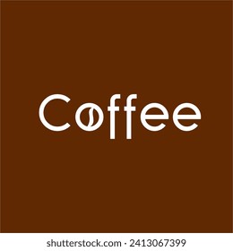 The design of the word "Coffee" is simple with an illustration of coffee beans on the letter O.