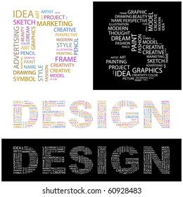 DESIGN. Word Collage. Illustration With Different Association Terms.