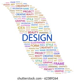 DESIGN. Word Collage On White Background. Illustration With Different Association Terms.