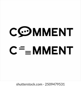 Design the word "Comment" with a chatting illustration on the letter O.