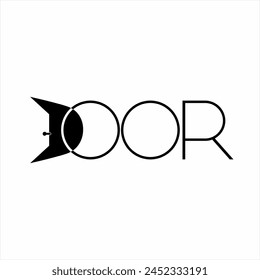 The design of the word "Door" is simple with an illustration of the door symbol on the letter D.