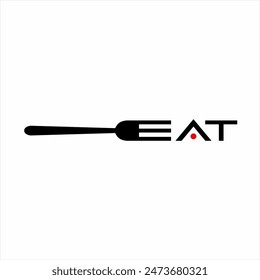 Design of the word "Eat" with a fork symbol on the letter E.