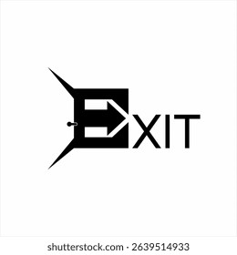 Design the word "Exit" with a door symbol and an arrow on the letter E.