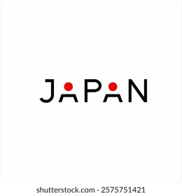 Design the word "Japan" with the Japanese flag symbol on the letter A.