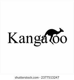 Design of the word "Kangaroo" with an illustration of a kangaroo on the letter R.