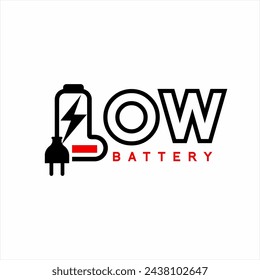 Design of the word "Low battery" with its symbol on the letter L.