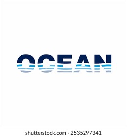 Desenhe a palavra "Oceano" com ilustrações de ondas nas letras.
