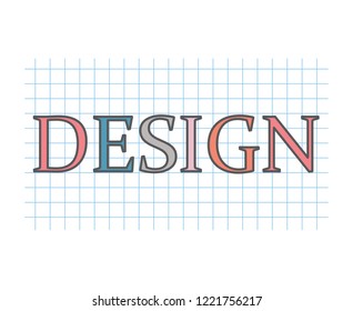 design word on checkered paper texture- vector illustration
