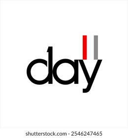 Design the word one day with the number 1 on the letter D and an arrow on the letter Y.