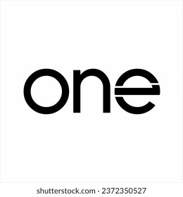 Design of the word one with an illustration of the number 1 on the letter E.