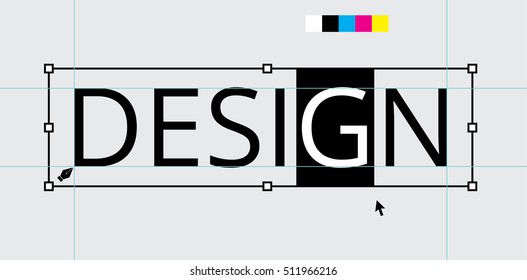 DESIGN word process creating in program. Vector illustration