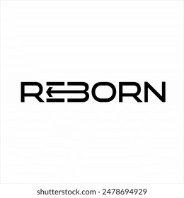 Design of the word "Reborn" with arrows on letters E and B.