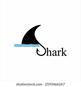 Design the word "Shark" with shark fin and fishing hook on the letter S.