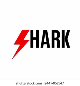 Design of the word "Shark" with a lightning symbol on the letter S.
