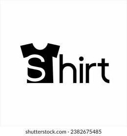 Design the word shirt with a t-shirt illustration of the letter S.