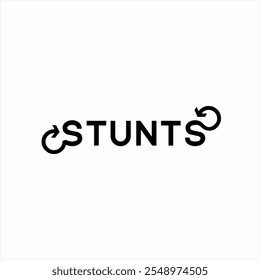 Design the word "Stunts" with a rotating arrow on the letter S.