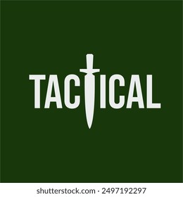 Design the word "Tactical" with a dagger illustration on the letter T.