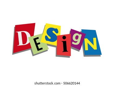 design, word and text cut from paper, in flat design