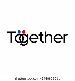 Design of the word "Together" with illustrations of male and female symbols on the letters O and G.