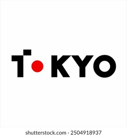 Design the word "Tokyo" with the Japanese flag symbol on the letter O in the negative space.