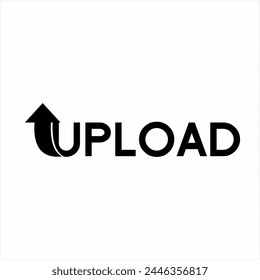 Design of the word "Upload" with an upward arrow on the letter U.