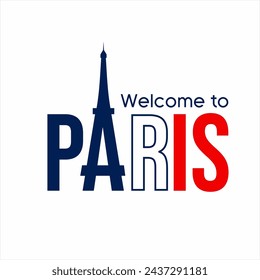 Design of the words "Welcome to Paris" with an illustration of the Eiffel Tower on the letter A.