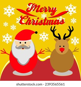 The design work I created depicts Merry Christmas, Santa, and reindeer, can be used for digital and print media