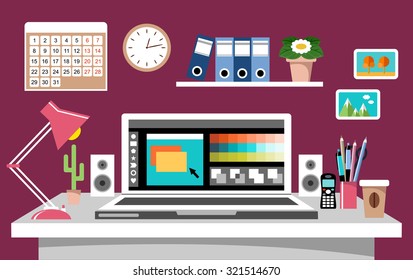 Design workplace. Office. Vector illustration