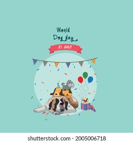 Design of world dog day on 21 July