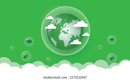 Design for world invironment banner, with city and garden, save the planet and energy concept, paper illustration, and 3d paper.Earth Green City World Environment Day Ecology Protection