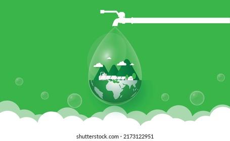 Design for world invironment banner, with city and garden, save the planet and energy concept, paper illustration, and 3d paper.Earth Green City World Environment Day Ecology Protection